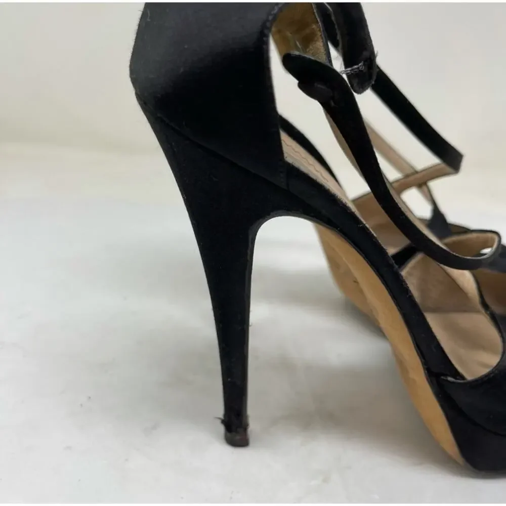 Yves Saint Laurent Vintage black satin platform ultra high heels size 39.5 - Picture 11 of 12